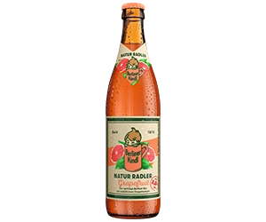 0,5 Liter Bierflasche mit Berliner Kindl Schriftzug. Darunter der Sortenname Natur Radler Grapefruit.